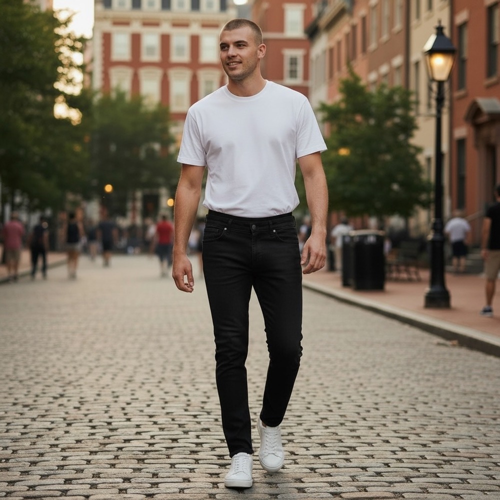 Paige Skyline Ankle Peg Mens Black Slim Tapered Jeans Size 34 Made in USA